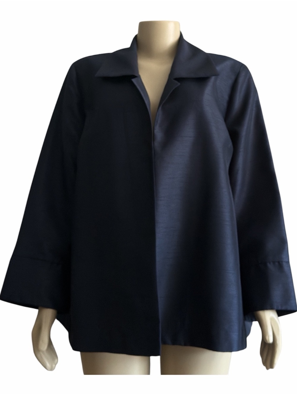 Chico's Navy Satin Shantung Topper - Picture 5 of 10